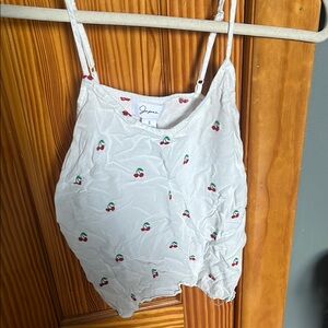 White Tank Top with Cherry Print by Jopra
